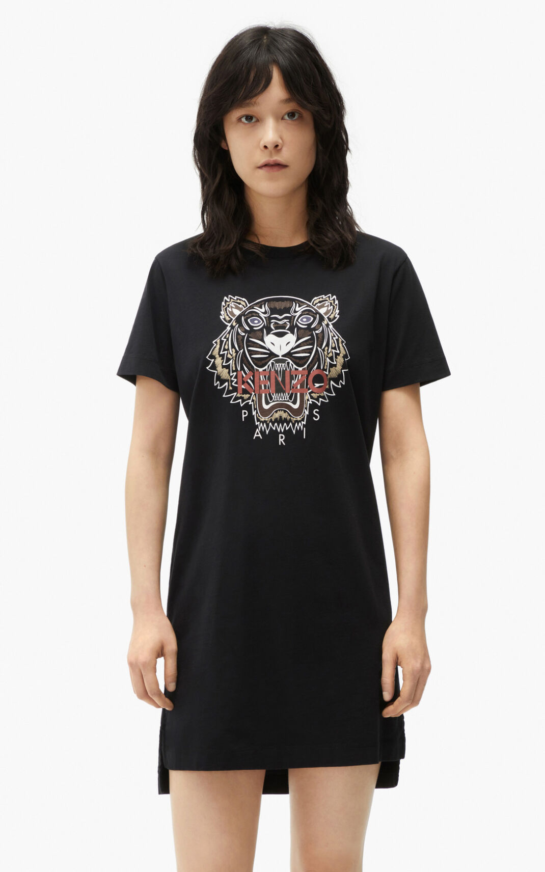 Kenzo Tiger T shirt Elbise Bayan Siyah | 8361-YIFXZ